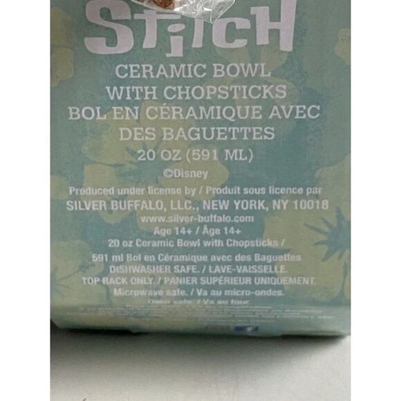 Disney Lilo And Stitch Floral  Ramen Ceramic Bowl With Chopsticks 20 Oz NEW - Picture 10 of 10